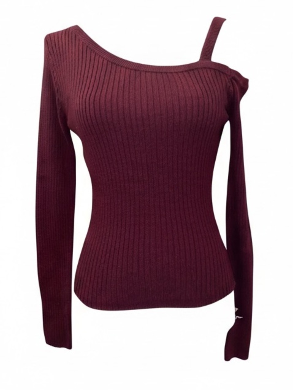 AEROPOSTALE Sweater Off-the-Shoulder Ribbed Knit Top Burgundy Size Medium
